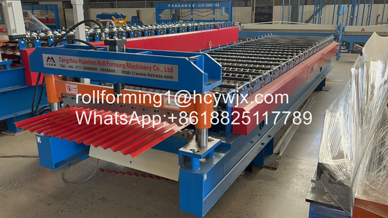 PLC Controlled Corrugated Roll Forming Machine H Beam Base With Omron Encoder Hydraulic Cut