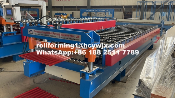 45# Steel Rollers Corrugated Roll Forming Machine 15-20m/Min Forming Speed