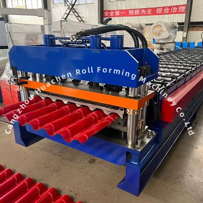 Customizable Glazed Tile Roll Forming Machine with 18 Stations and Chain Drive for Steel Roof Step Tile Production