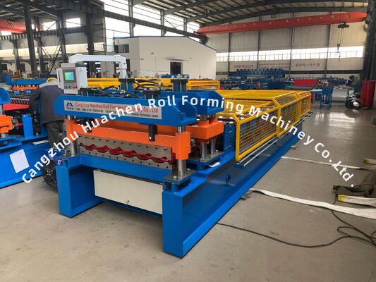 12 Stations Glazed Tile Roll Forming Machine for 0.3-0.6mm Thickness Steel Sheets with Chain Drive