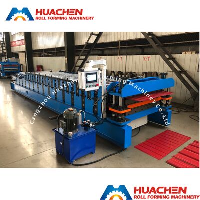 Double Layer Roll Forming Machine for Glazed Panel with 1250mm Width, 15m/min Speed and PPGI/GI Material