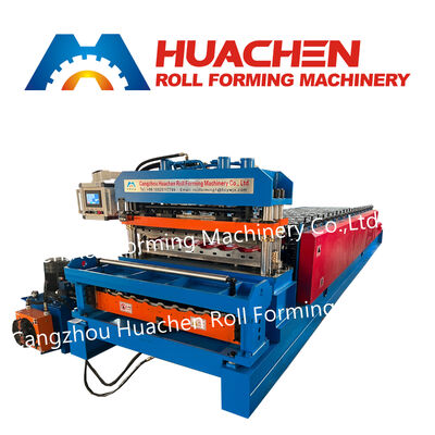 Color iron plate rolled corrugated glazed tile manufacturing machine - double-layer forming machine