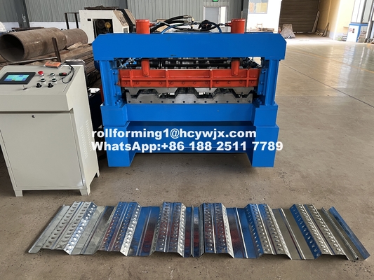 1220mm Ribbed Floor Deck Roll Forming Machine Welded Frame With Hydraulic Cutting PLC Control