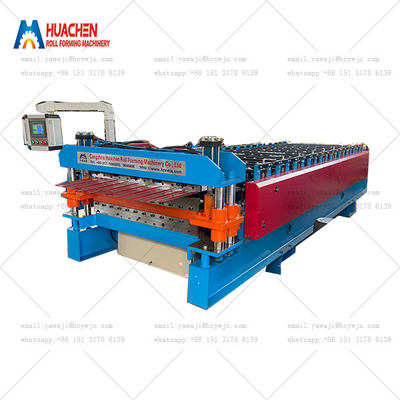 Metal Double Layer HC6/22  Trapezoid Roof Tile Making Roll Forming Machine Upper Level Mini Peak