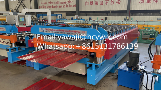 Metal Double Layer HC6/22  Trapezoid Roof Tile Making Roll Forming Machine Upper Level Mini Peak