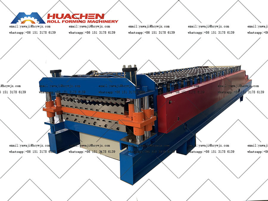 Trapezoidal Double Layer Tile Roll Forming Machine For Manufacturing Metal Tile Profiles