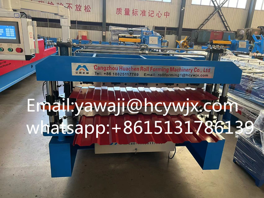 0.3-0.6mm Material Thickness Double Deck Roll Forming Machine with 45 Steel Quenching and Plating