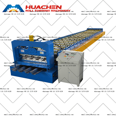 Used Steel Floor Tile Making Machine PLC Controlled Roof Decking Roll Forming Machine With Core Motor Component