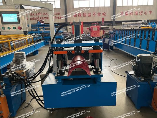 Automatic Ridge Cap Roll Forming Machine , Roof Tile Manufacturing Machine Hydraulic Cutting