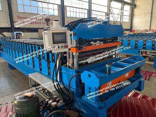 Double Layer Roll Forming Machine with Hydraulic Cutting PLC Control System for 0.3-0.6mm Thickness Roof Tiles
