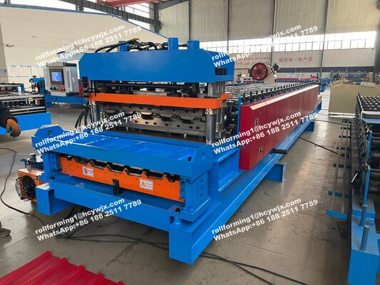 Double Layer Roll Forming Machine with PLC Control for 1250mm Width and 0.3-0.6mm Thickness Tile Production