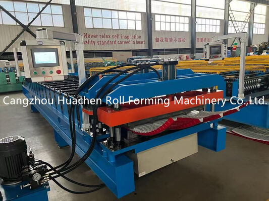 Colored Steel Roofing Sheet Roll Forming Machine with 15-20m/min Speed, 45# Steel Quenching and Plating Rollers, and PLC Control System