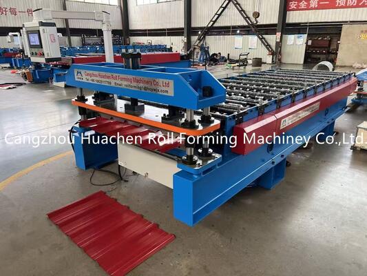 0.3-0.6mm Thickness Roofing Sheet Roll Forming Machine with 11 Stations and Chain Drive for Auto Sheet Metal Rolling