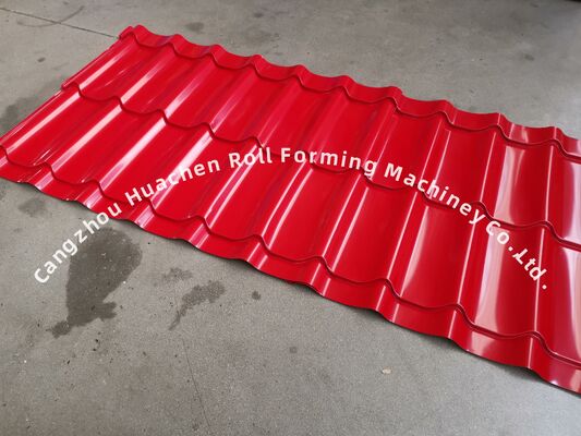 12 Stations Glazed Tile Roll Forming Machine for 0.3-0.6mm Thickness Steel Sheets with Chain Drive