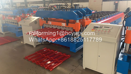 Aluminium Roofing 1200mm Glazed Tile Roll Forming Machine Hydraulic Cuting