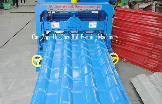 0.3-0.8mm Thickness Panel Roof Glazed Tile Roll Forming Machine With 16 Forming Station