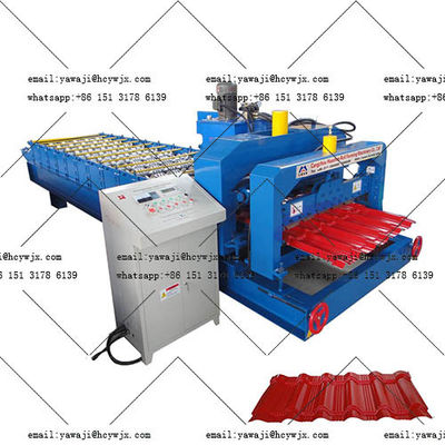 Hydraulic Glazed Steel Tile Roll Forming Machine With CR12 Cutter Material And 0.3-0.6mm Material Thickness