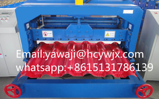 Hydraulic Glazed Steel Tile Roll Forming Machine With CR12 Cutter Material And 0.3-0.6mm Material Thickness