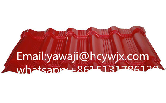 Hydraulic Glazed Steel Tile Roll Forming Machine With CR12 Cutter Material And 0.3-0.6mm Material Thickness