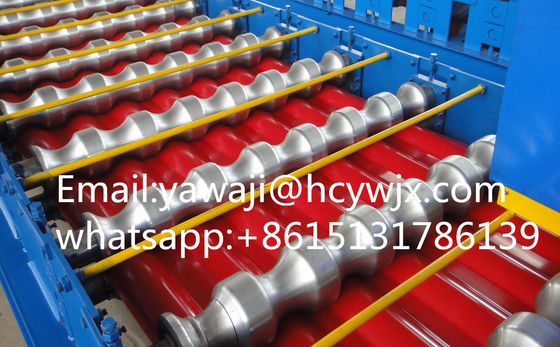 Hydraulic Glazed Steel Tile Roll Forming Machine With CR12 Cutter Material And 0.3-0.6mm Material Thickness