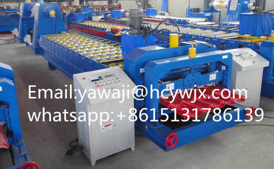 Hydraulic Glazed Steel Tile Roll Forming Machine With CR12 Cutter Material And 0.3-0.6mm Material Thickness