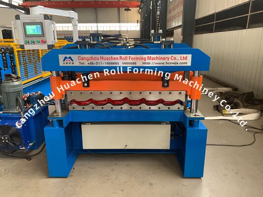 12 Stations Glazed Tile Roll Forming Machine for 0.3-0.6mm Thickness Steel Sheets with Chain Drive