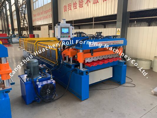 12 Stations Glazed Tile Roll Forming Machine for 0.3-0.6mm Thickness Steel Sheets with Chain Drive